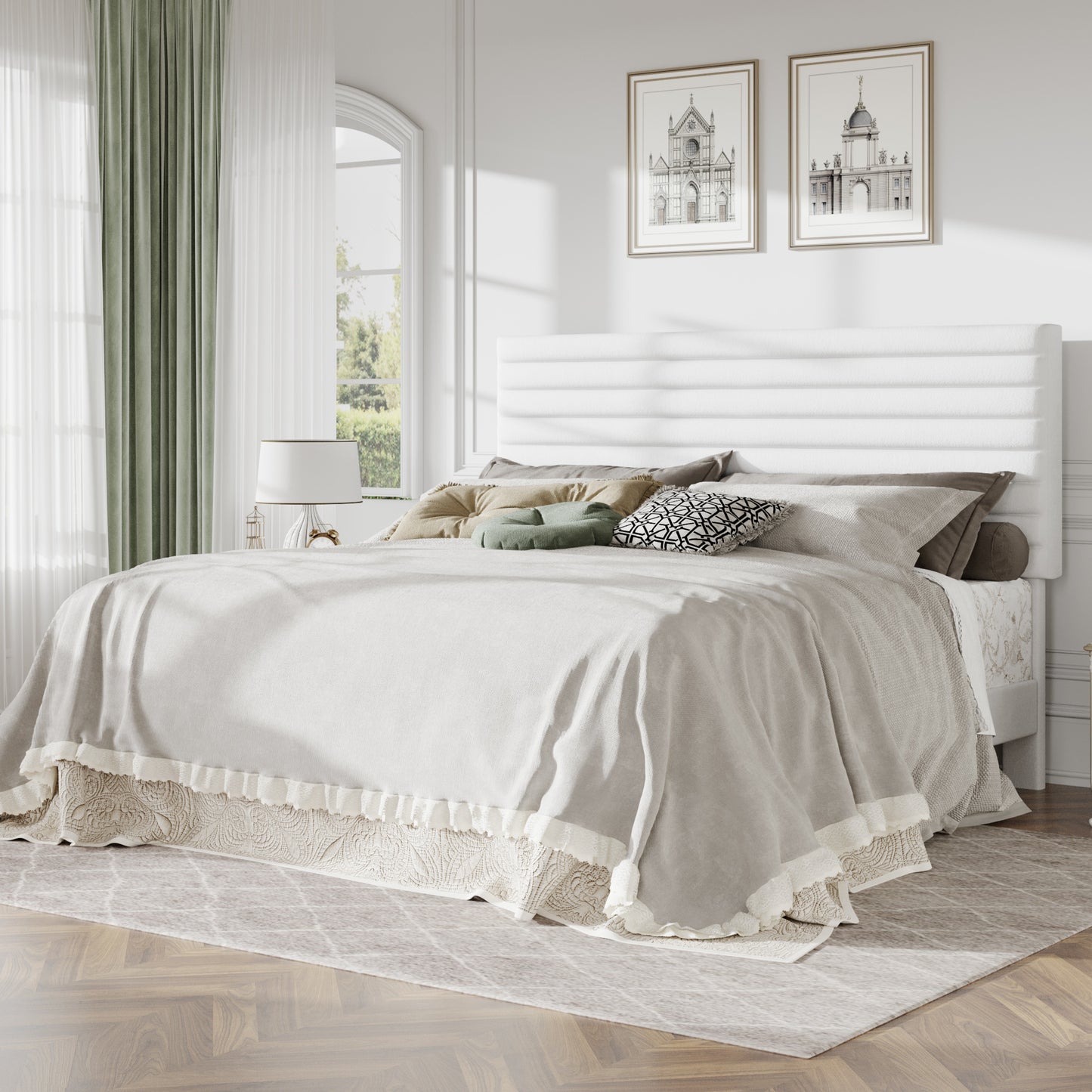 Amolife Upholstered Platform Bed Frame with Adjustable Height Headboard, Velvet Bed Frame with Under-Bed Storage, Silent Noise-Free Design