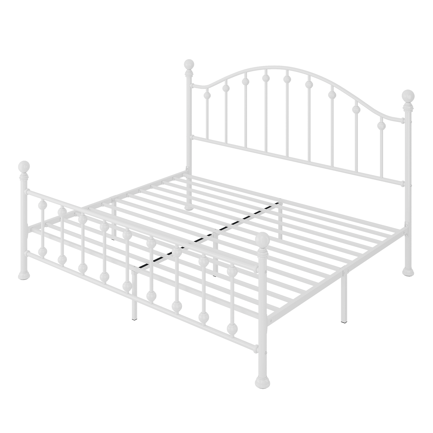 Amolife Metal Bed Frame with Iron-Art Headboard and Footboard, 12" Under-Bed Storage Space, No Box Spring Needed