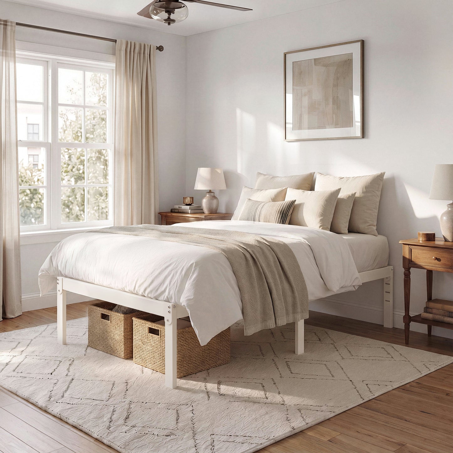 Heavy Duty Platform Bed Frame with Large Under Bed Storage Space, Sturdy Metal Frame