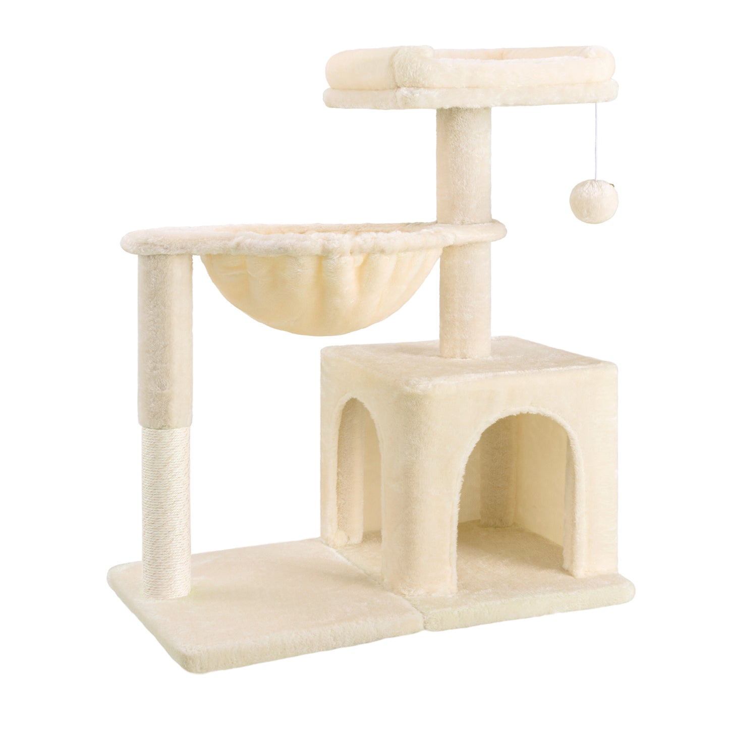 Amolife 29.5" Cat Tree Tower with Plush Condo Hammock, Large Perch Sisal Scratching Posts, Cat Furniture for Indoor Cats and Kittens
