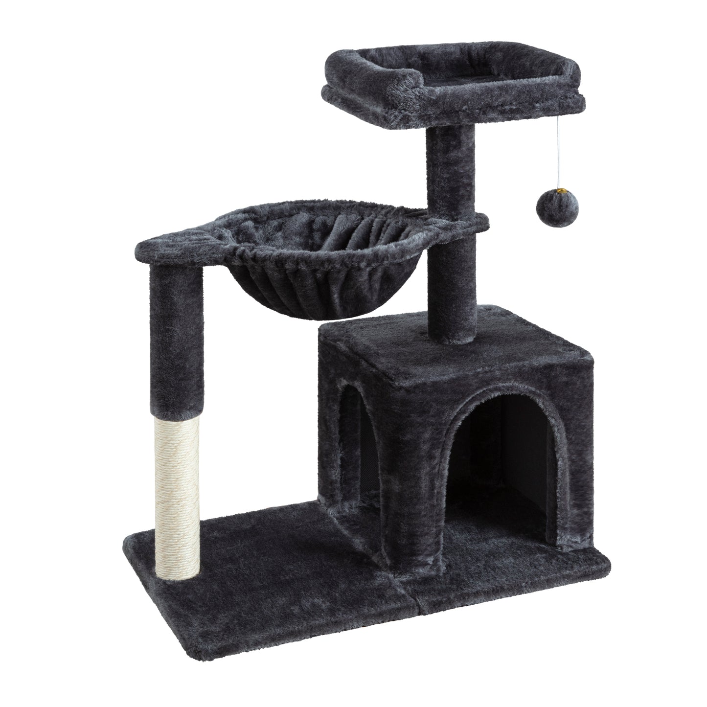 Amolife 29.5" Cat Tree Tower with Plush Condo Hammock, Large Perch Sisal Scratching Posts, Cat Furniture for Indoor Cats and Kittens