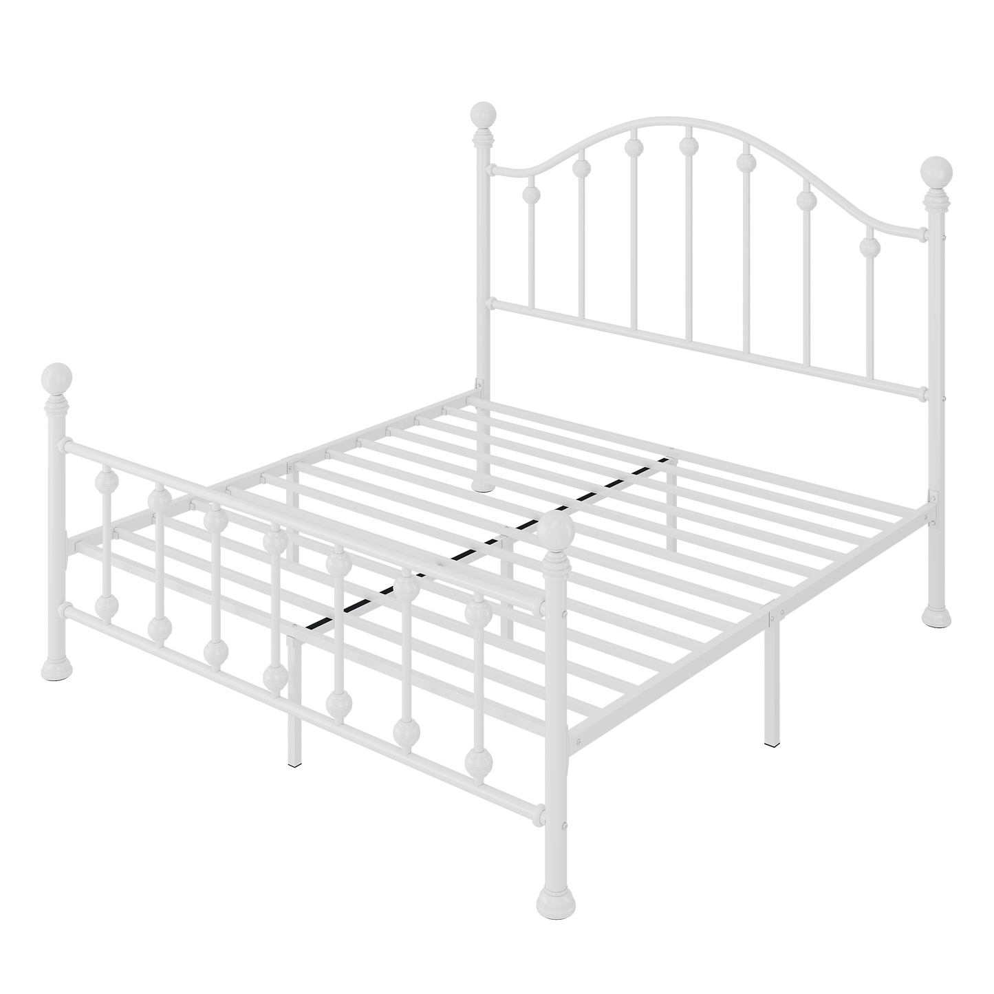 Amolife Metal Bed Frame with Iron-Art Headboard and Footboard, 12" Under-Bed Storage Space, No Box Spring Needed