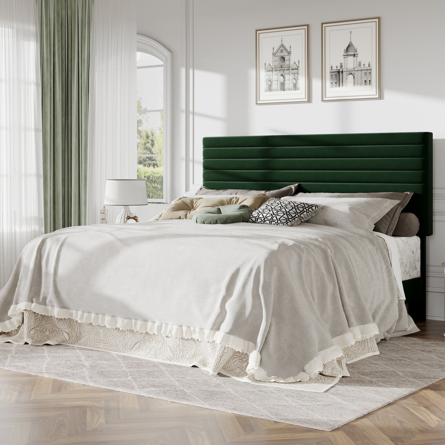Amolife Upholstered Platform Bed Frame with Adjustable Height Headboard, Velvet Bed Frame with Under-Bed Storage, Silent Noise-Free Design