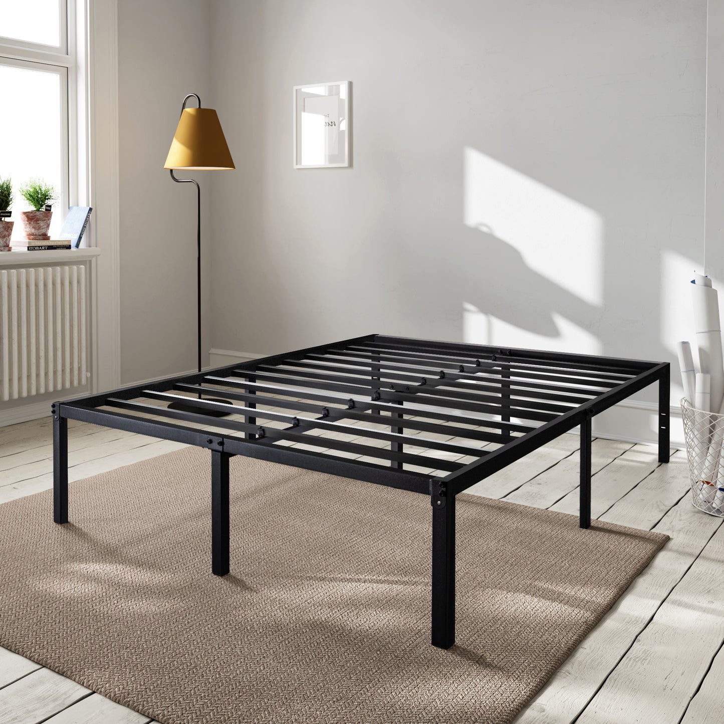 Heavy Duty Platform Bed Frame with 16.5’’ Large Under Bed Storage Space, Sturdy Metal Frame
