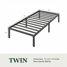 Heavy Duty Platform Bed Frame with Large Under Bed Storage Space, Sturdy Metal Frame