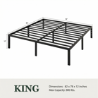 Heavy Duty Platform Bed Frame with Large Under Bed Storage Space, Sturdy Metal Frame