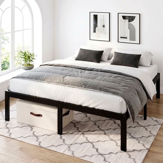 Heavy Duty Platform Bed Frame with Large Under Bed Storage Space, Sturdy Metal Frame