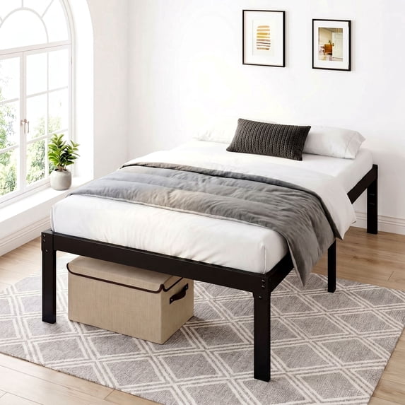Heavy Duty Platform Bed Frame with Large Under Bed Storage Space, Sturdy Metal Frame