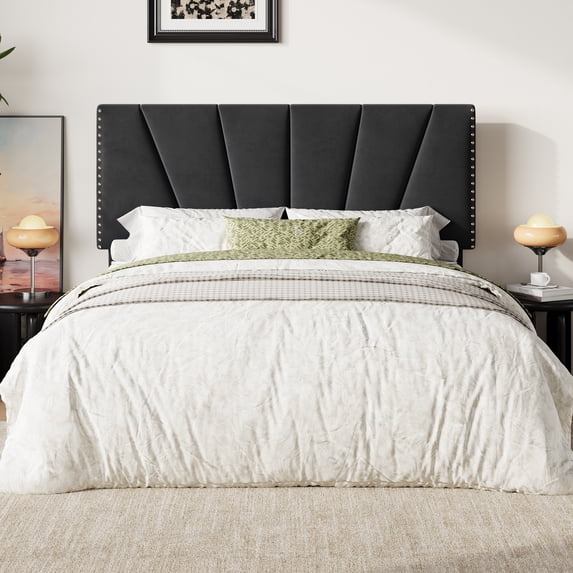 Amolife Platform Bed Frame with Adjustable Velvet Upholstered Headboard