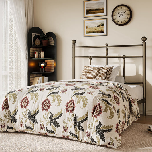Amolife Twin Size Metal Platform Bed Frame with Vintage Headboard, Under Bed Storage, No Box Spring Needed, Easy Assembly