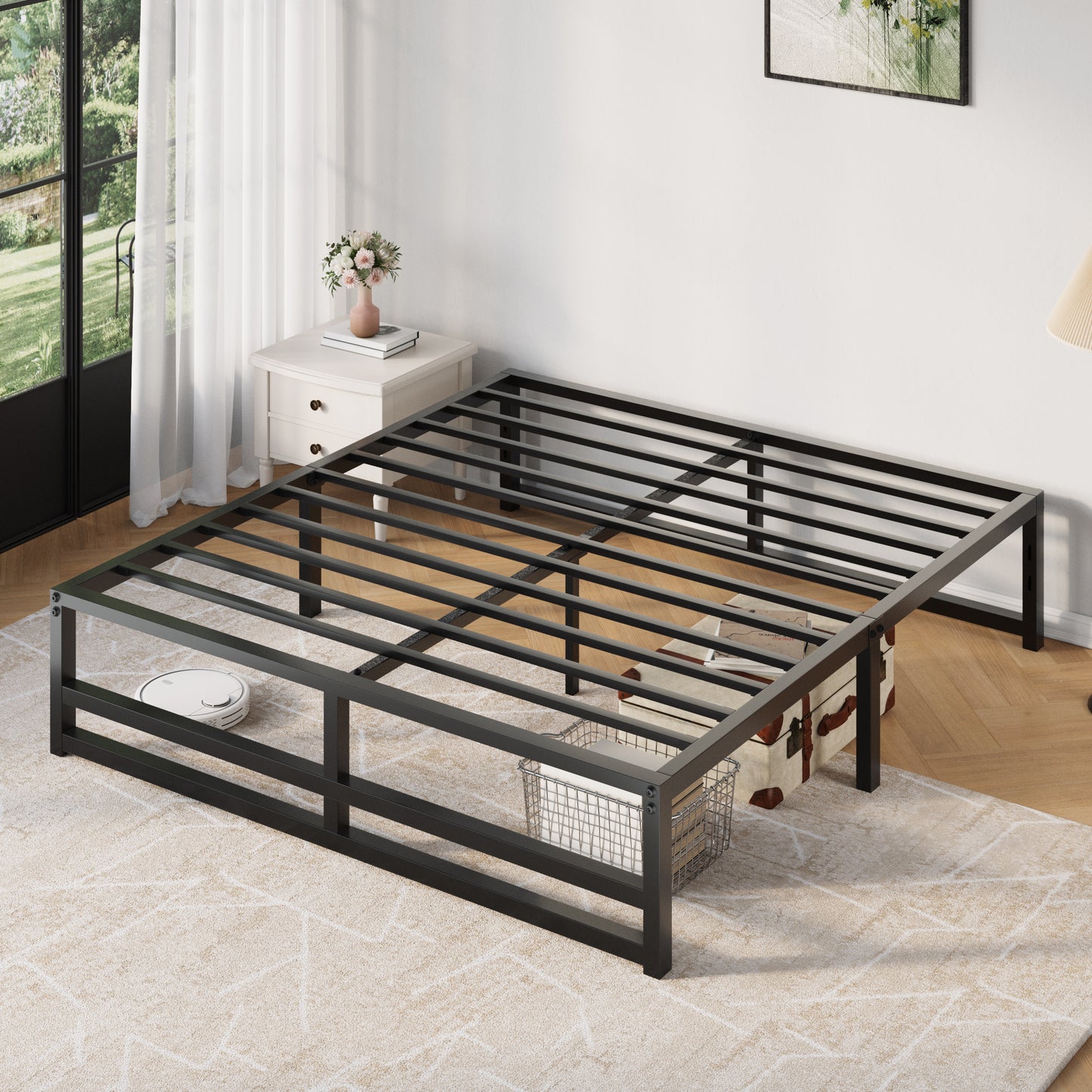 Metal Platform Bed Frame with 14'' Under Bed Storage