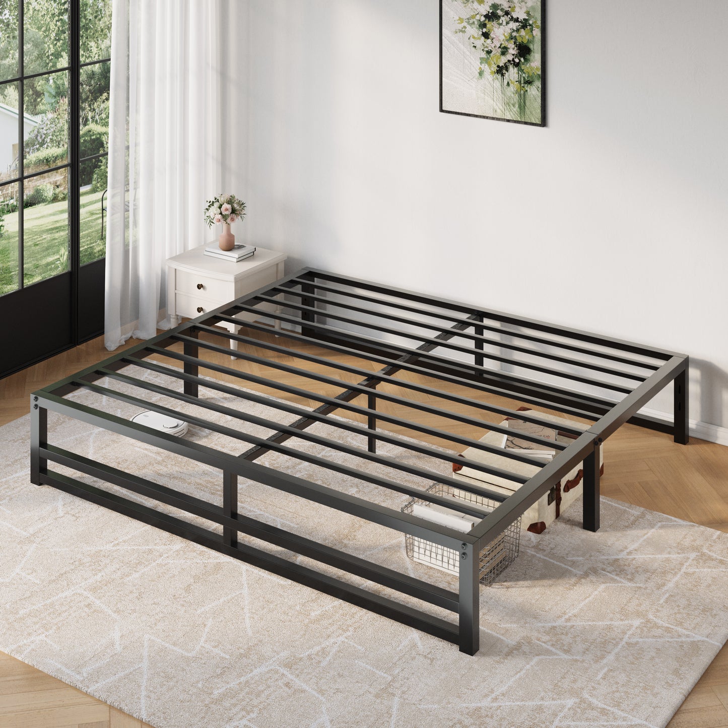 Metal Platform Bed Frame with 14'' Under Bed Storage