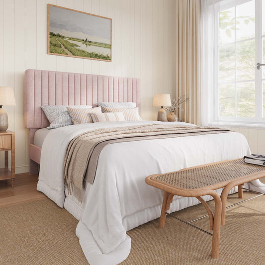 Amolife Bed Frame, Modern Upholstered Platform Bed Frame with Adjustable Chenille Fabric Headboard, Easy Assembly