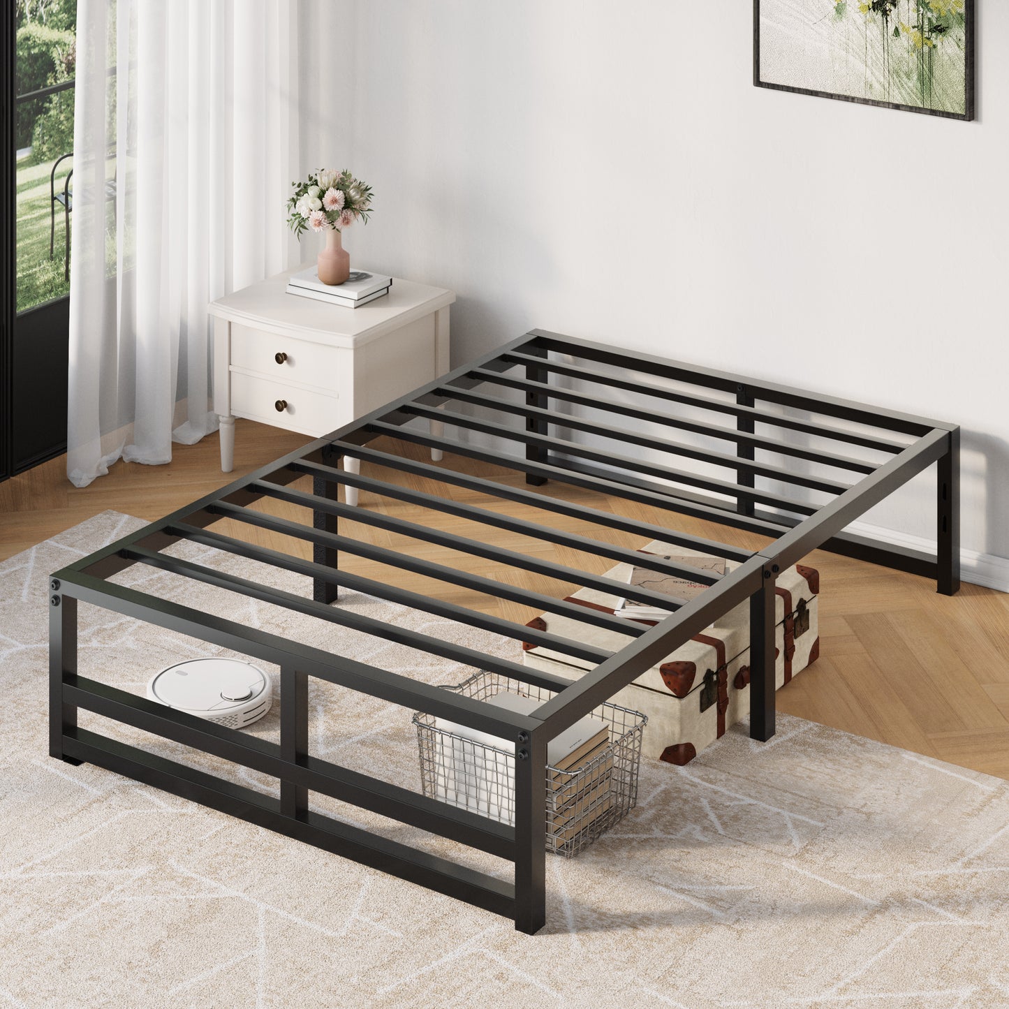 Metal Platform Bed Frame with 14'' Under Bed Storage