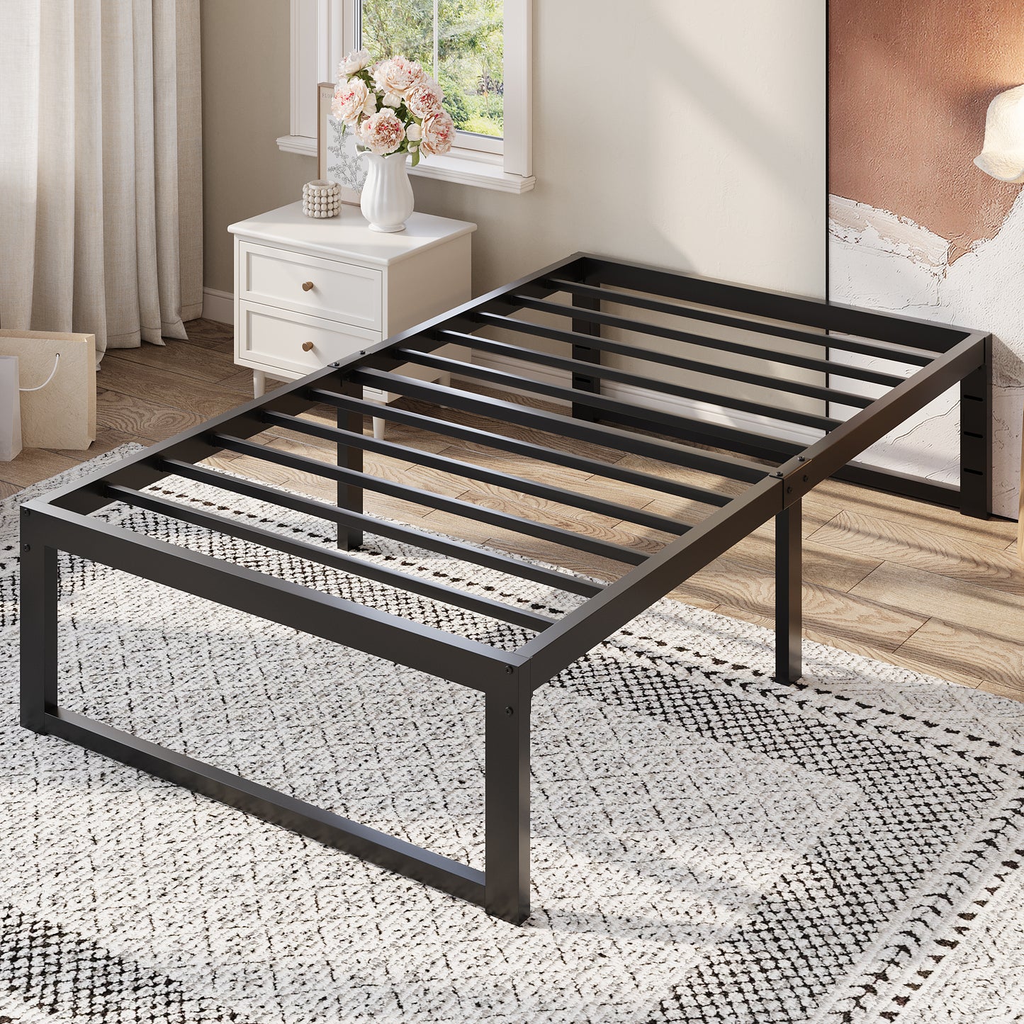 Amolife 14" Platform Bed Frame, Heavy Duty Metal with Under Bed Storage
