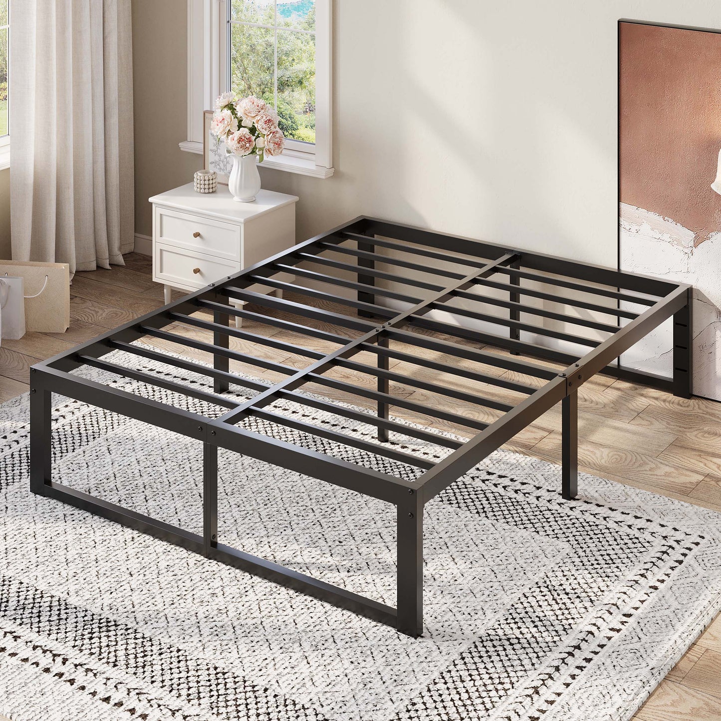 Amolife 14" Platform Bed Frame, Heavy Duty Metal with Under Bed Storage