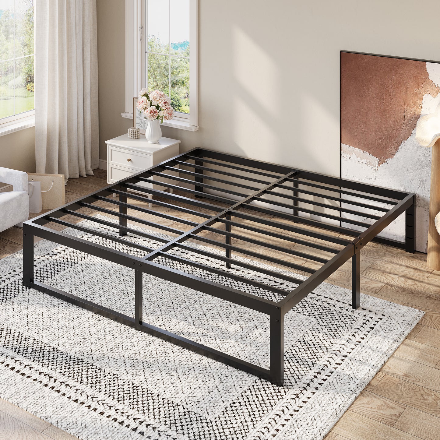 Amolife 14" Platform Bed Frame, Heavy Duty Metal with Under Bed Storage