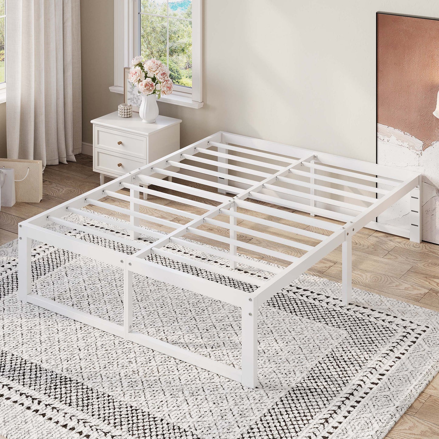 Amolife 14" Platform Bed Frame, Heavy Duty Metal with Under Bed Storage