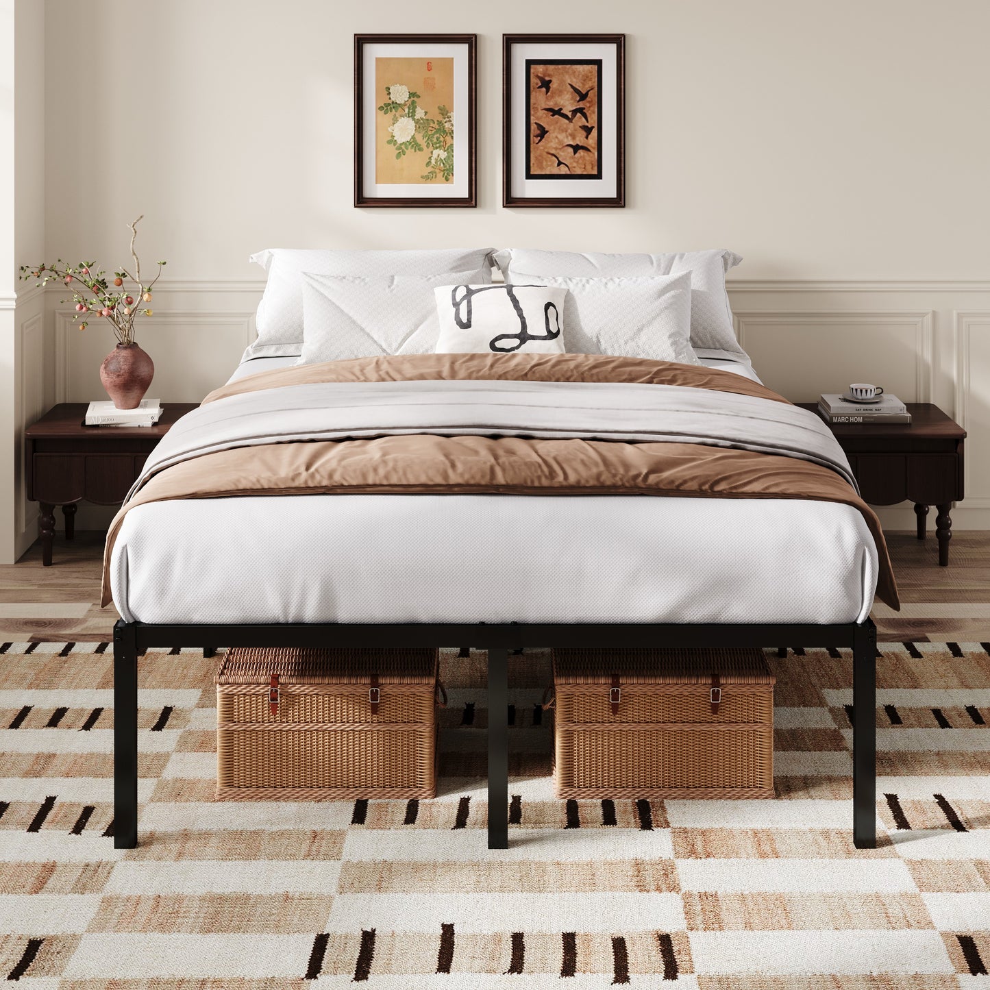 Amolife Heavy Duty 18'' Metal Platform Bed Frame with Ample Under Bed Storage Space