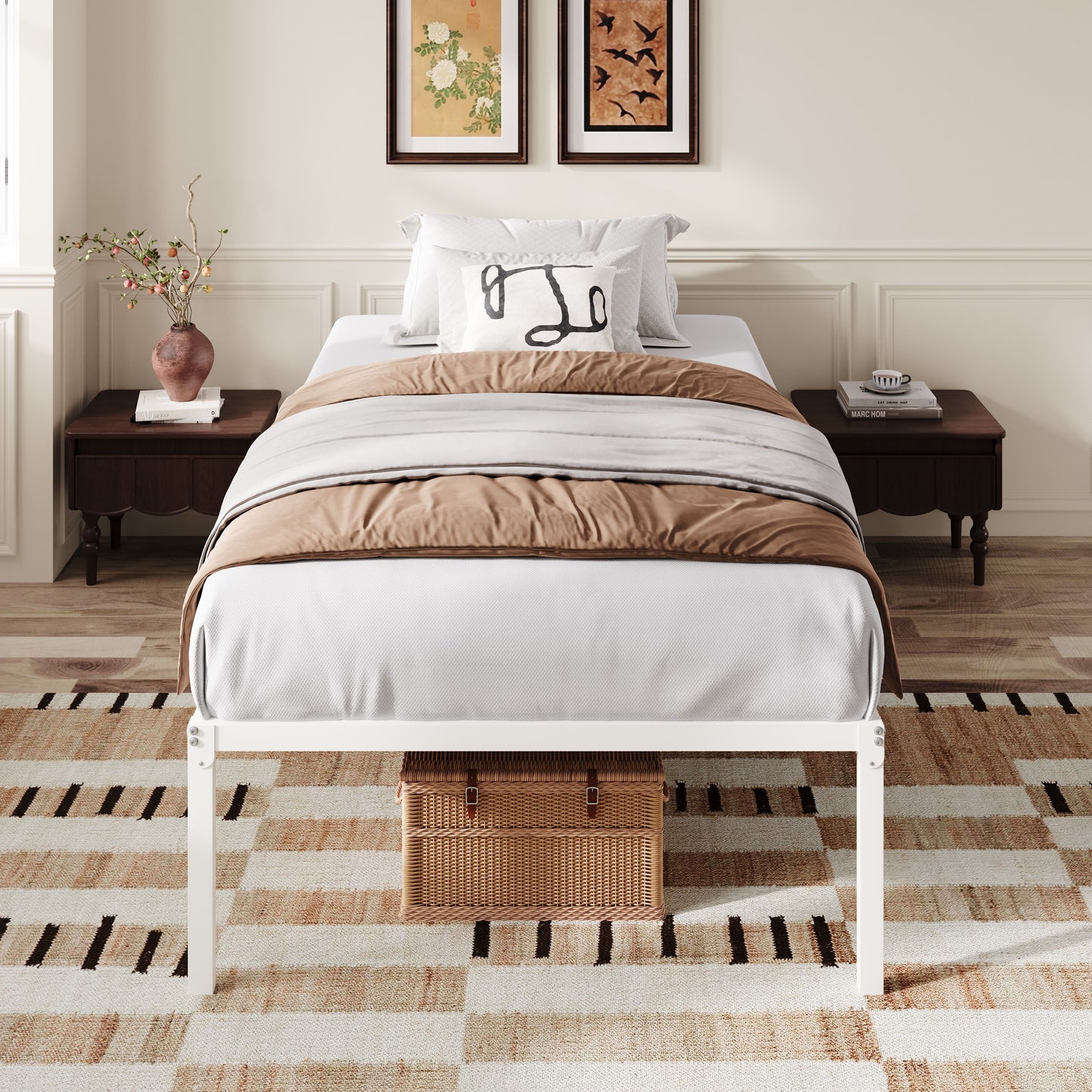 Amolife Heavy Duty 18'' Metal Platform Bed Frame with Ample Under Bed Storage Space
