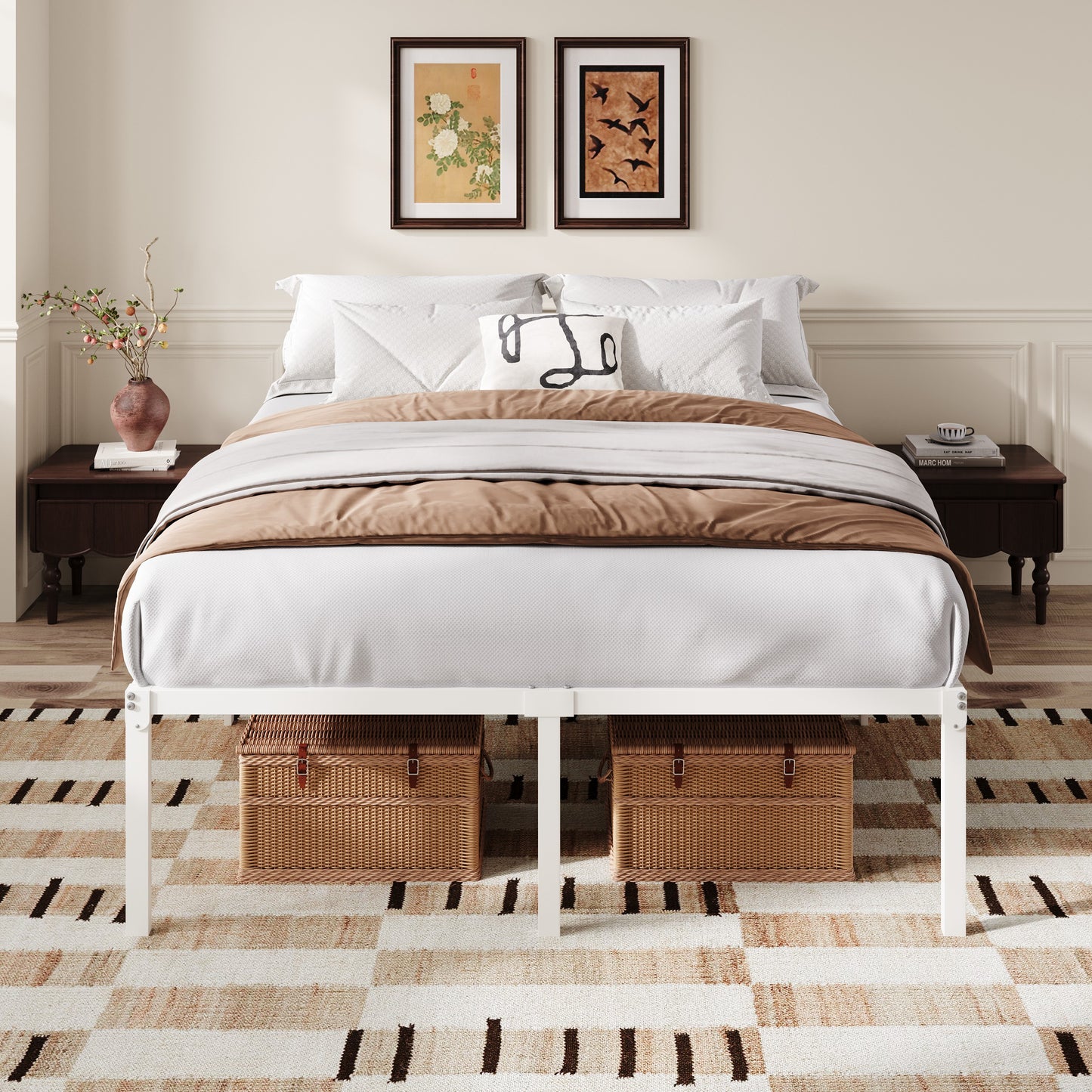 Amolife Heavy Duty 18'' Metal Platform Bed Frame with Ample Under Bed Storage Space