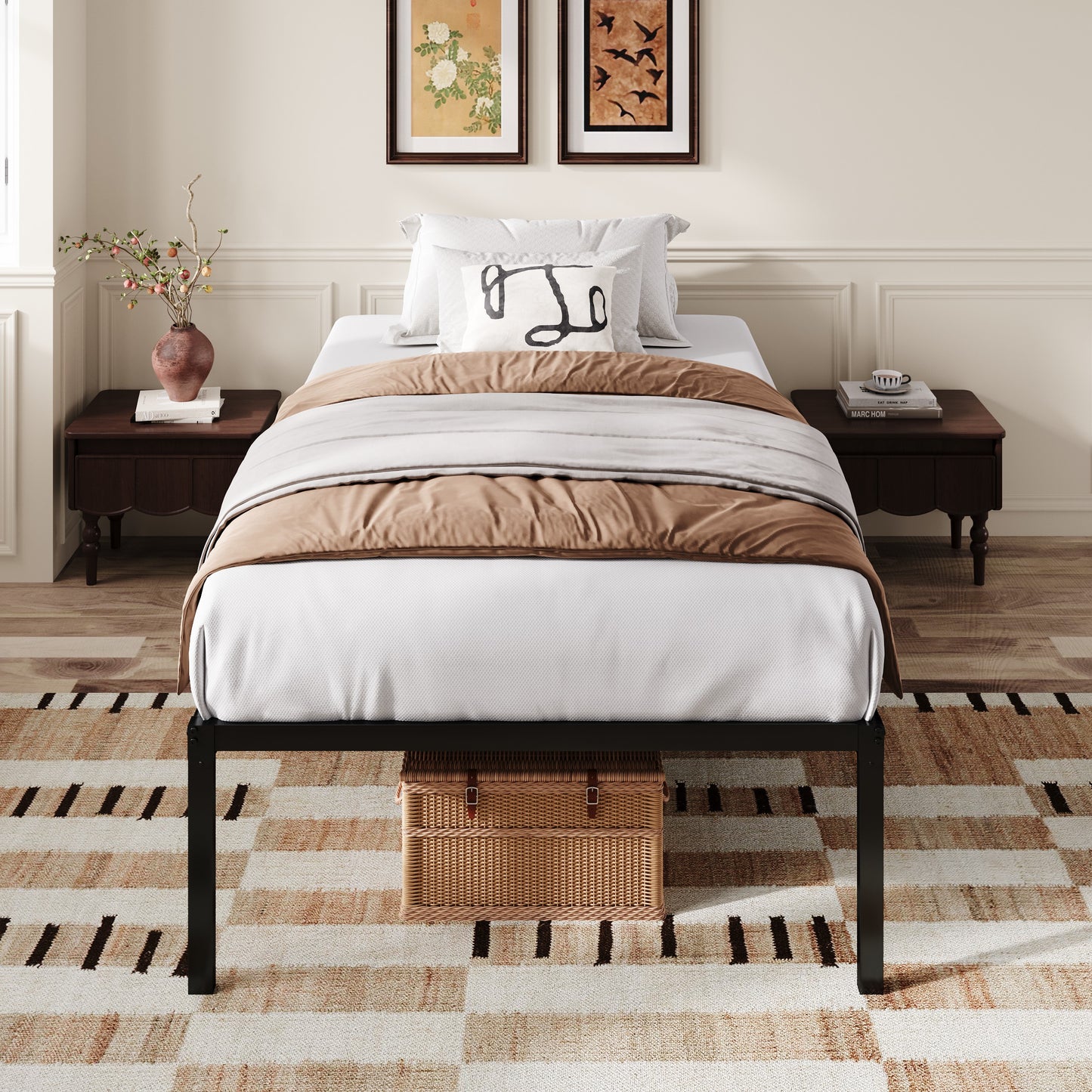 Amolife Heavy Duty 18'' Metal Platform Bed Frame with Ample Under Bed Storage Space