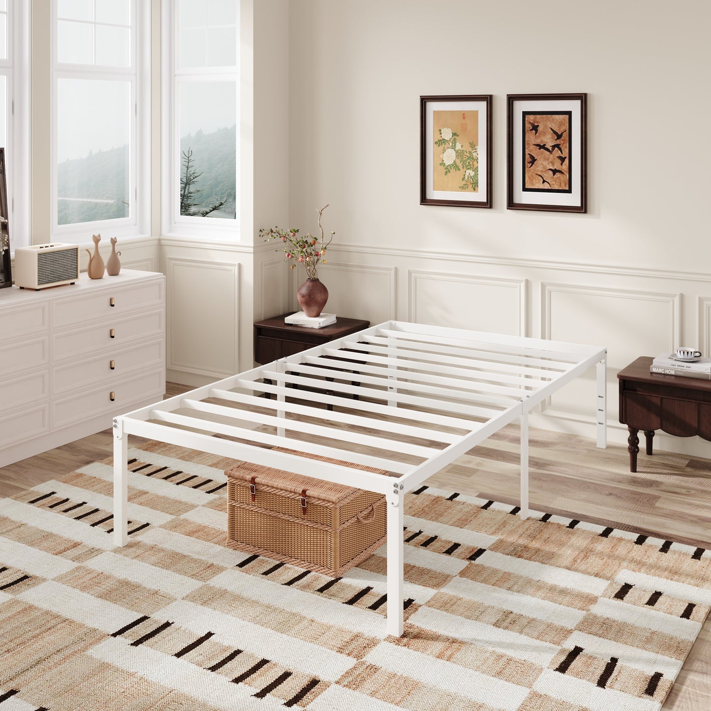 Amolife Heavy Duty 18'' Metal Platform Bed Frame with Ample Under Bed Storage Space