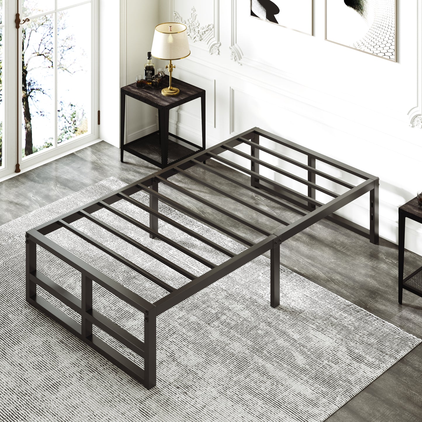 Metal Platform Bed Frame with 14'' Under Bed Storage