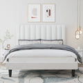 Velvet Upholstered Platform Bed Frame with Headboard, Strong Wood Slats Support
