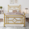 Queen Size Metal Bed Frame with Vintage Cross Pattern Headboard and Footboard, Black