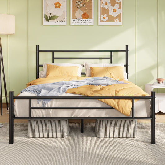 Amolife Metal Platform Bed Frame with Headboard and Footboard, 12.5'' Underbed Storage