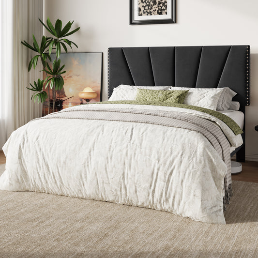 Amolife Platform Bed Frame with Adjustable Velvet Upholstered Headboard