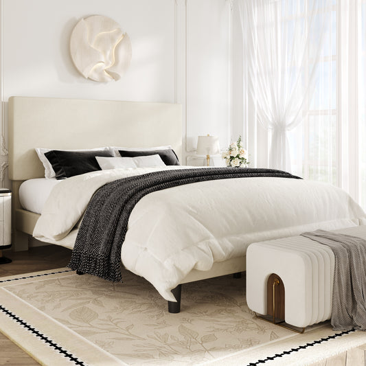 Amolife Bed Frame, Platform Bed Frame with Upholstered Adjustable Headboard