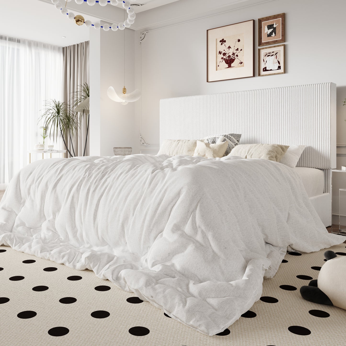 Amolife Upholstered Platform Bed Frame with Adjustable Height Headboard, Noise-Free