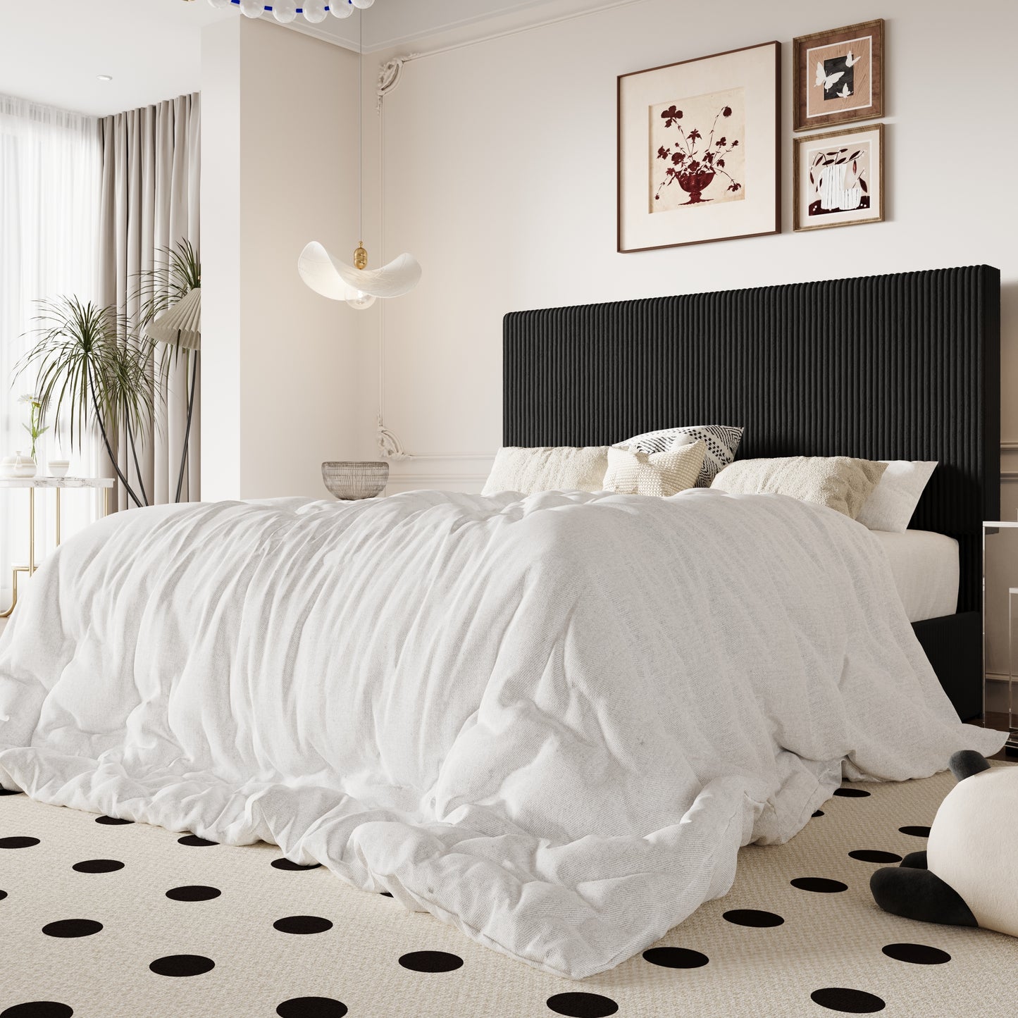 Amolife Upholstered Platform Bed Frame with Adjustable Height Headboard, Noise-Free