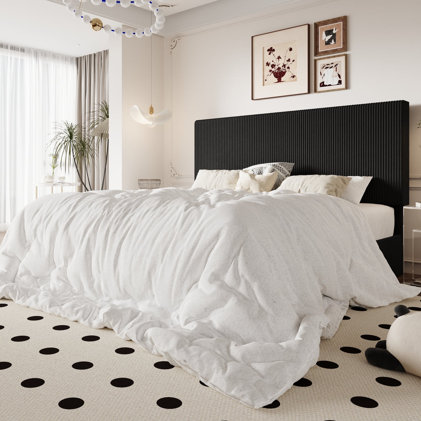 Amolife Upholstered Platform Bed Frame with Adjustable Height Headboard, Noise-Free