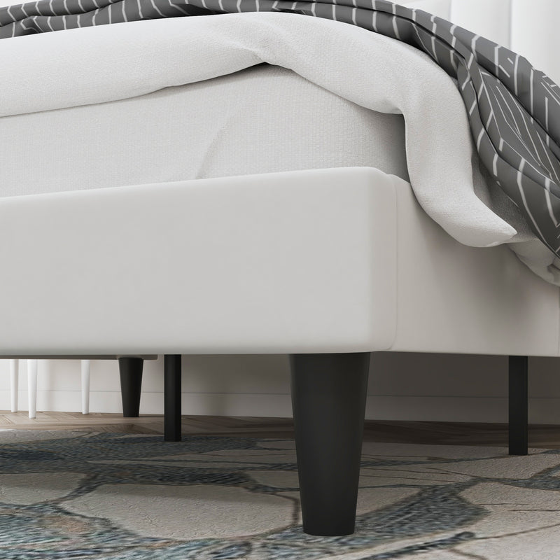 Velvet Upholstered Platform Bed Frame with Headboard, Strong Wood Slats Support