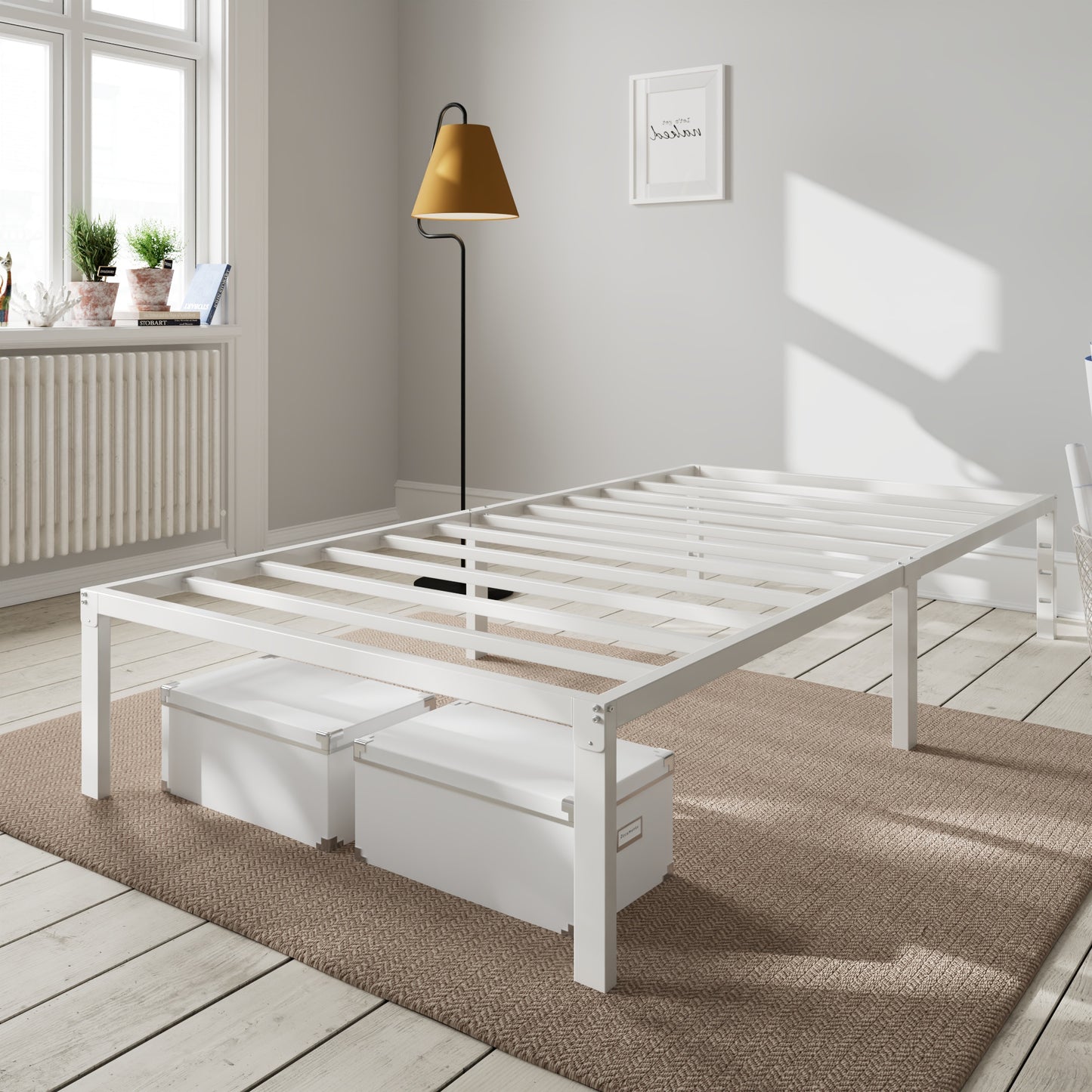 Heavy Duty Platform Bed Frame with Large Under Bed Storage Space, Sturdy Metal Frame