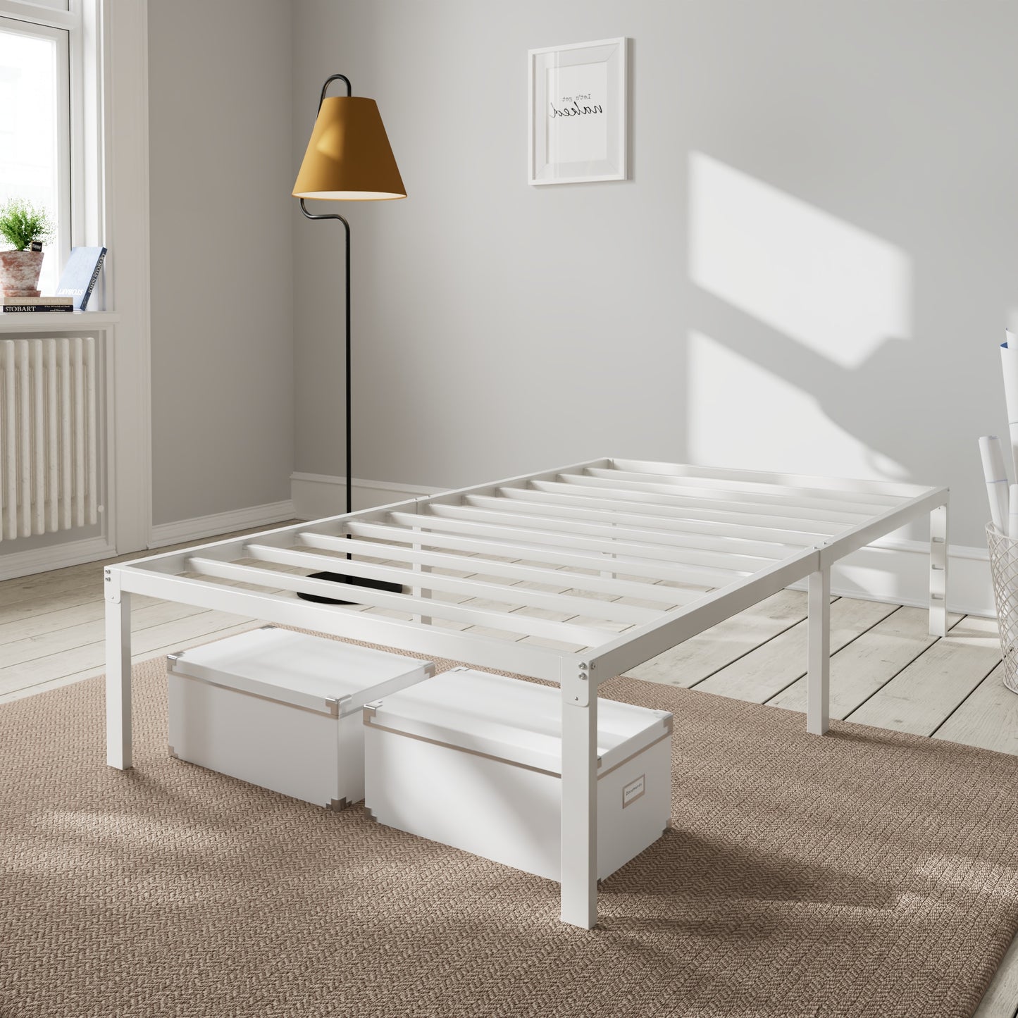 Heavy Duty Platform Bed Frame with Large Under Bed Storage Space, Sturdy Metal Frame