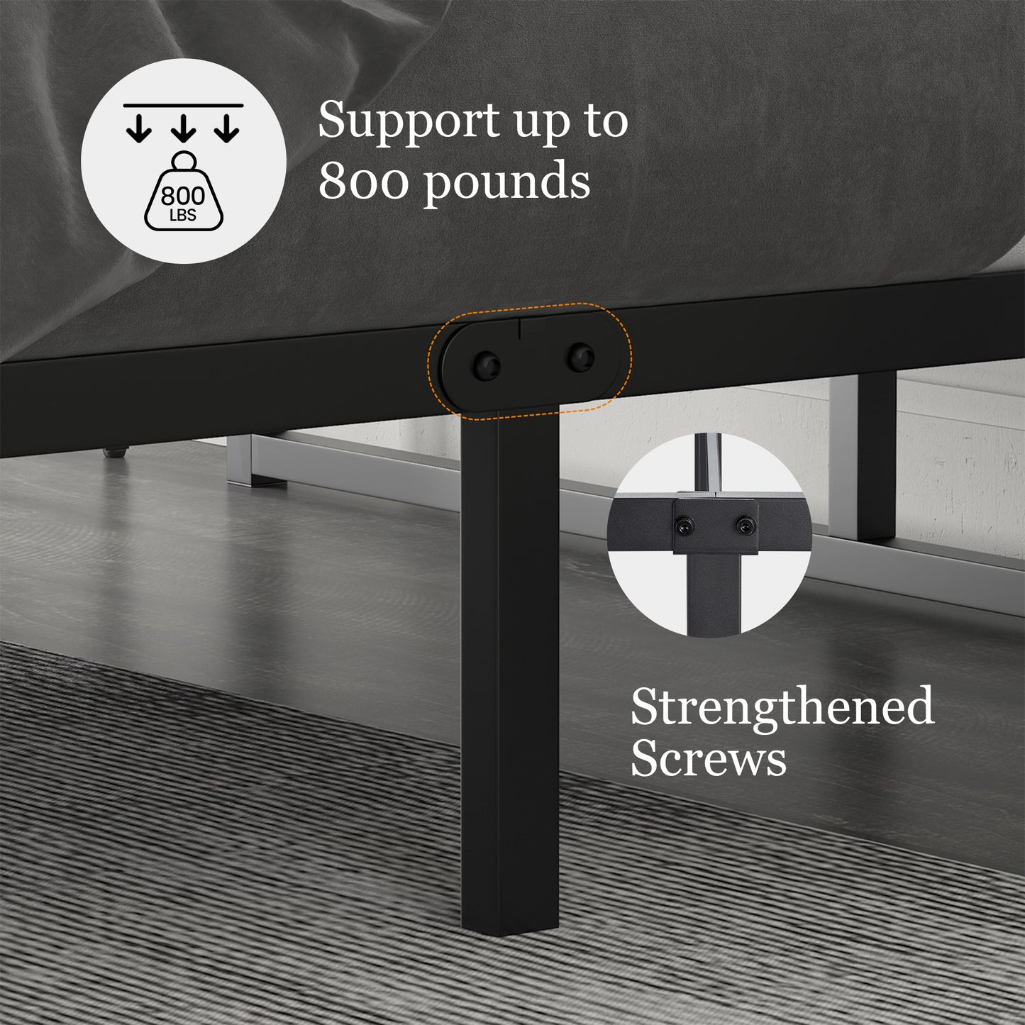 Metal Platform Bed Frame with 14'' Under Bed Storage