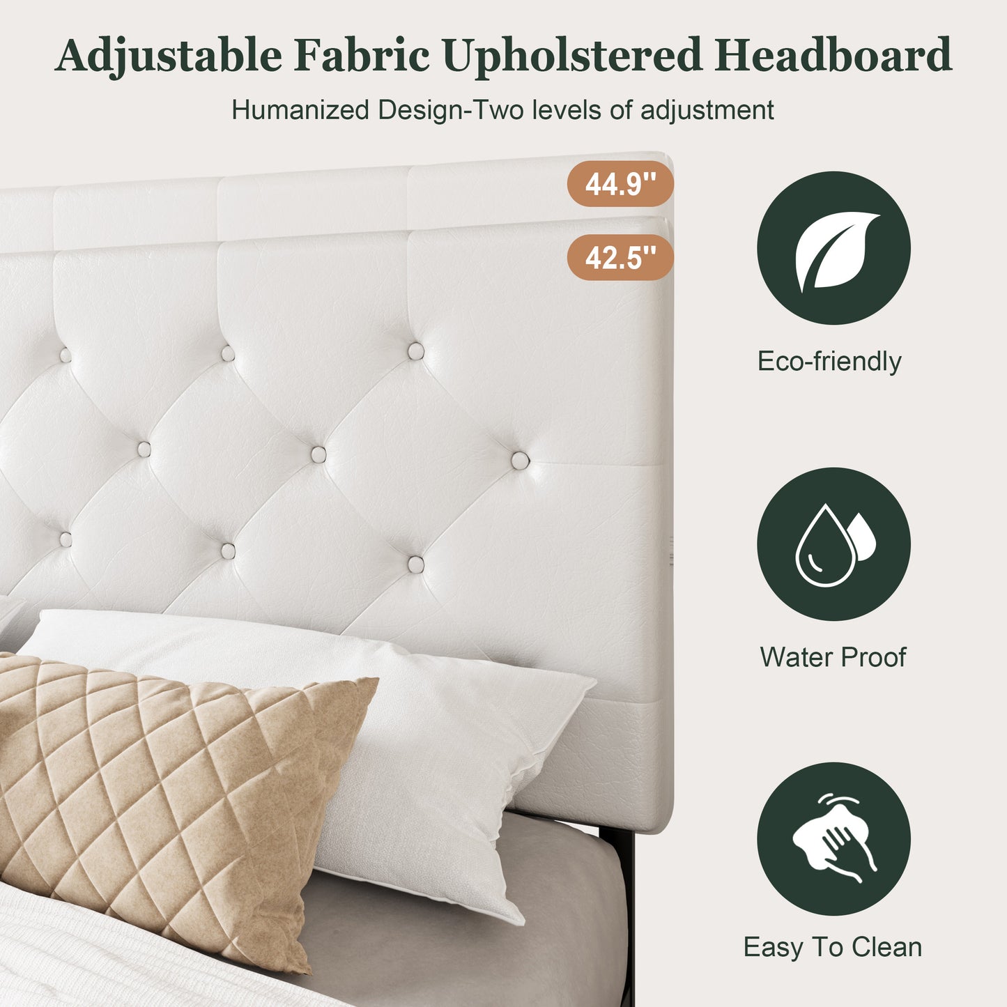 Amolife Faux Leather Platform Bed Frame with 4 Storage Drawers, Button Tufted Style Hedboard