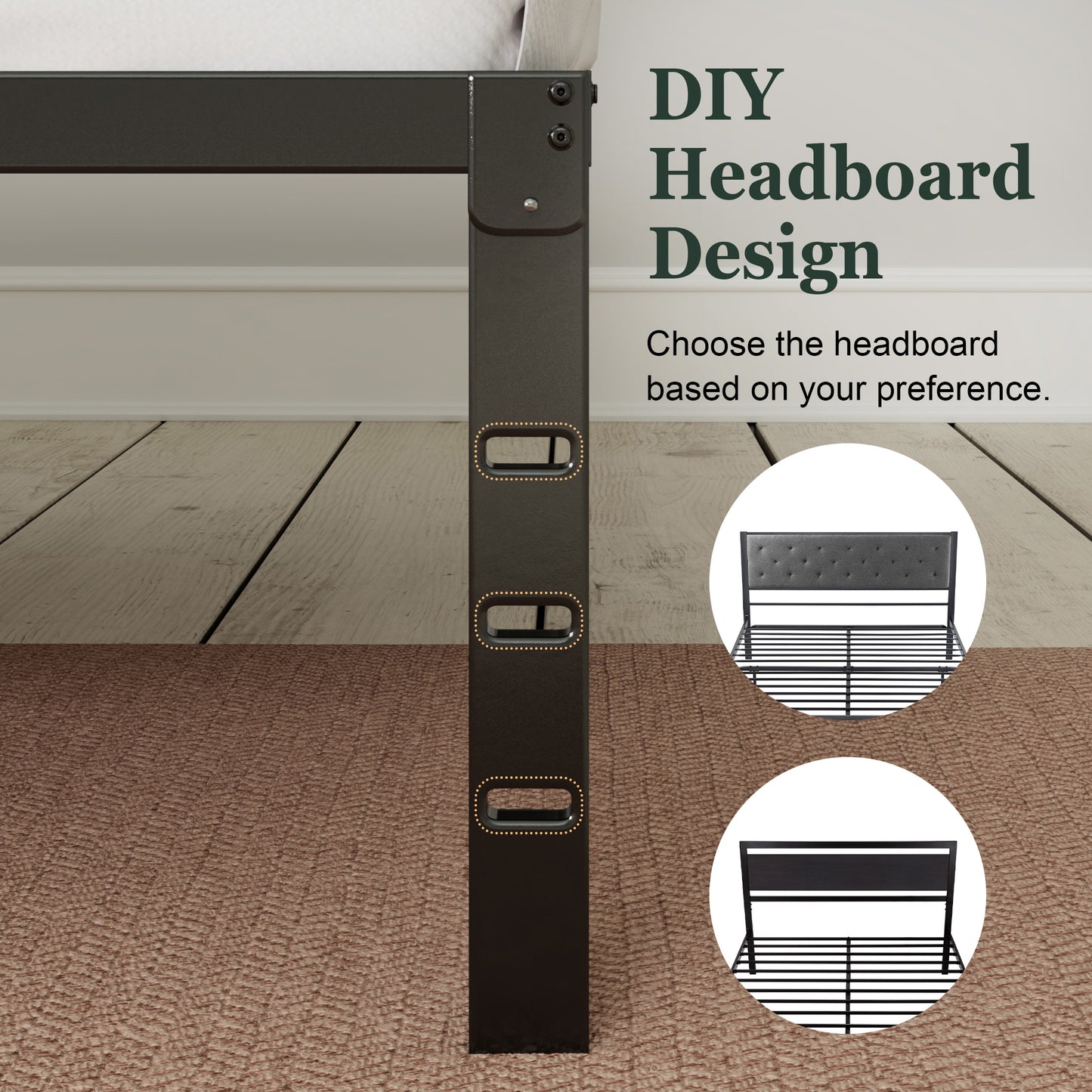 Heavy Duty Platform Bed Frame with Large Under Bed Storage Space, Sturdy Metal Frame