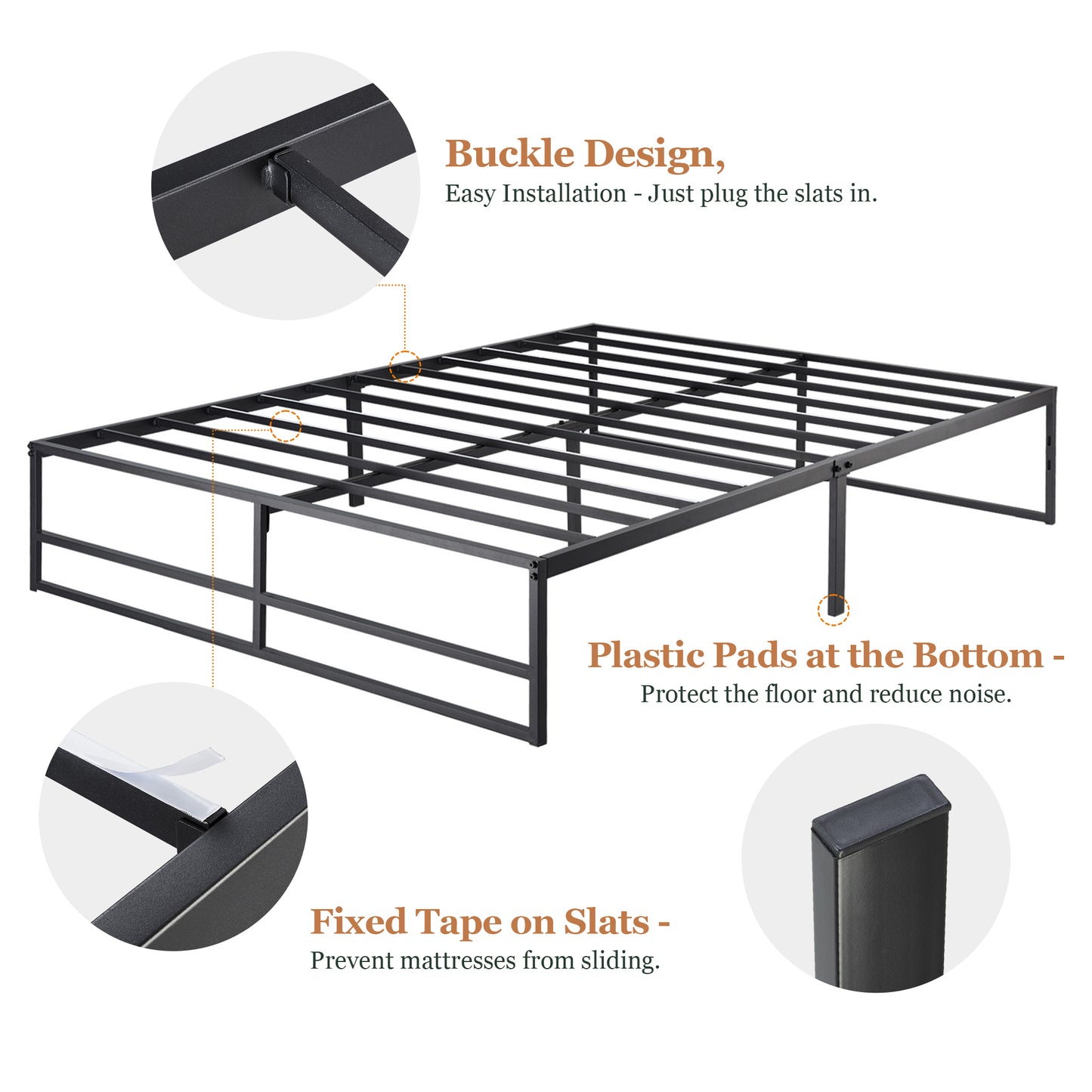 Metal Platform Bed Frame with 14'' Under Bed Storage