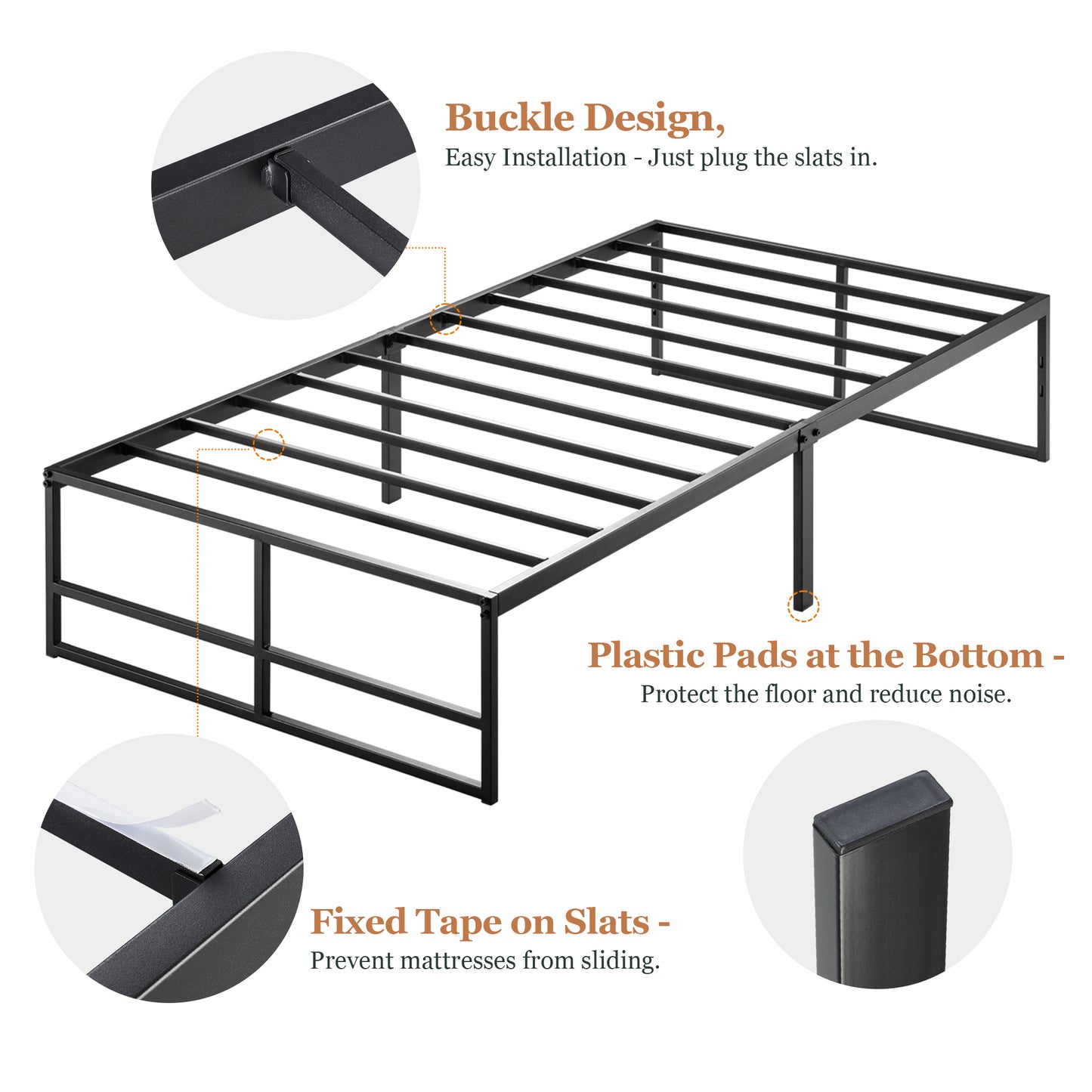 Metal Platform Bed Frame with 14'' Under Bed Storage