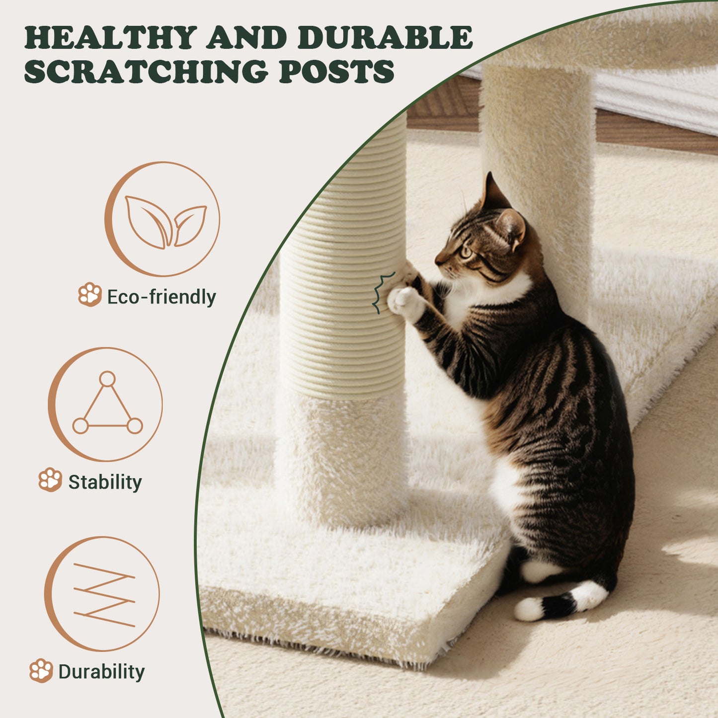 Amolife 65.7" Cat Tree Tower Condo for Large Cats with Hammock, Scratching Post & Basket