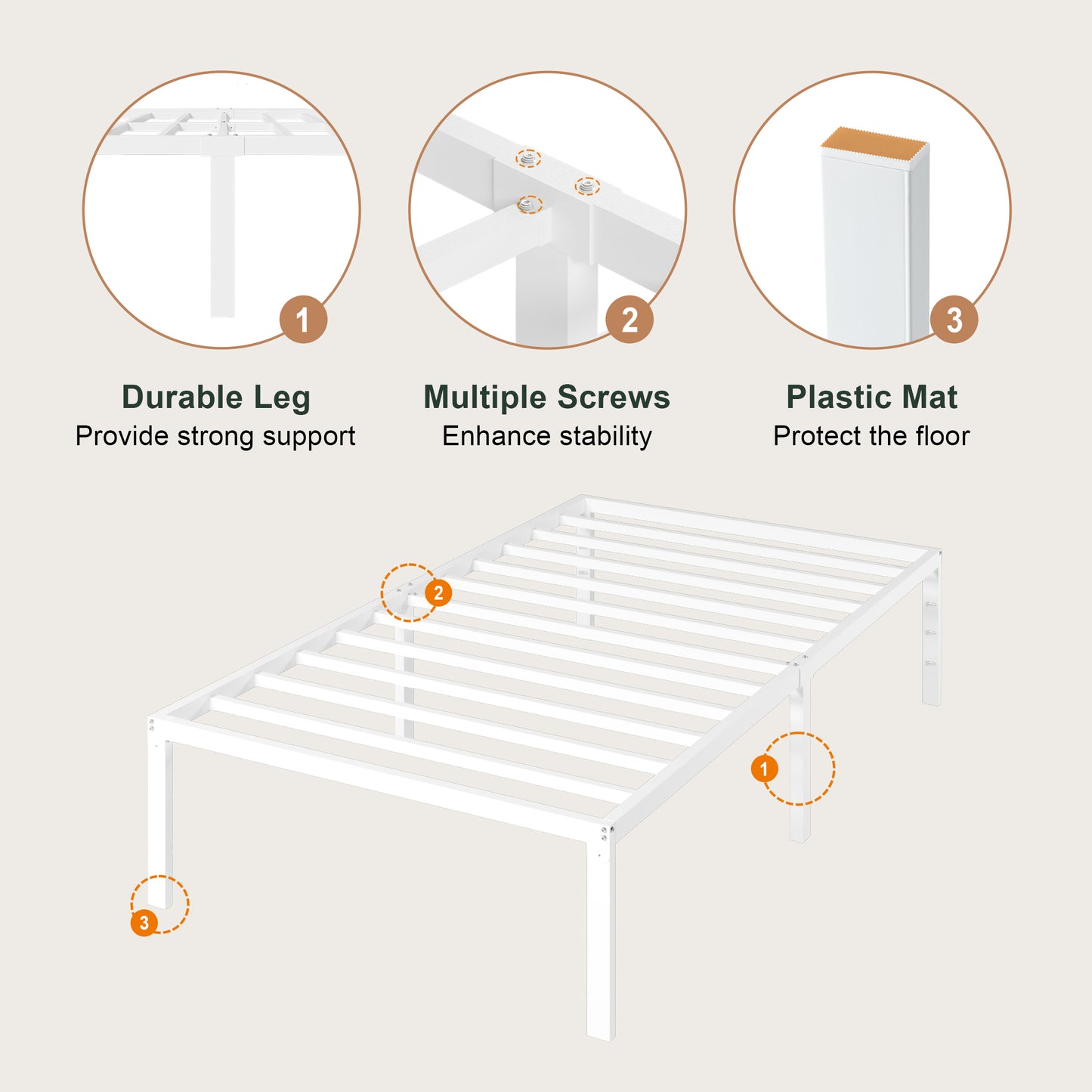 Heavy Duty Platform Bed Frame with Large Under Bed Storage Space, Sturdy Metal Frame
