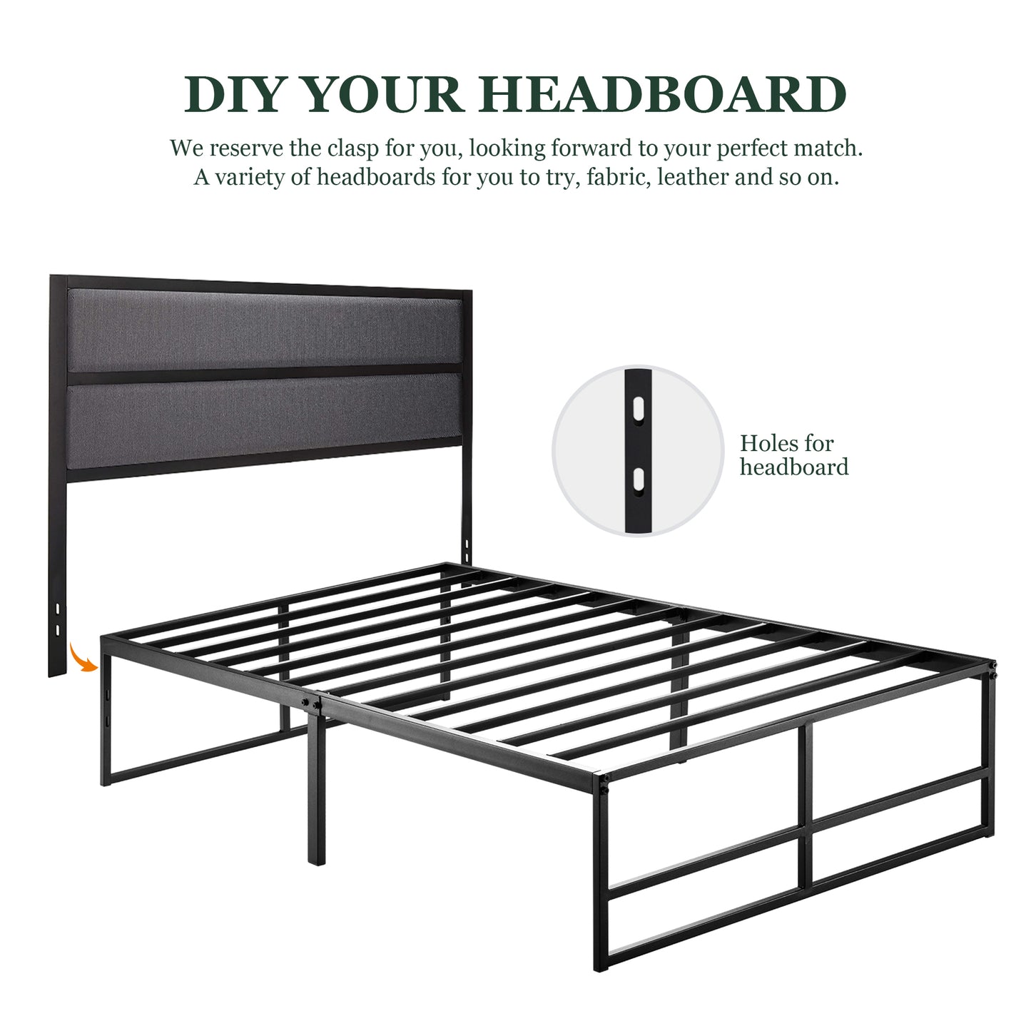 Metal Platform Bed Frame with 14'' Under Bed Storage