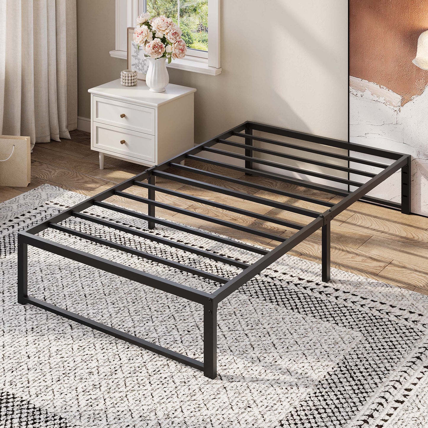 Amolife 14" Platform Bed Frame, Heavy Duty Metal with Under Bed Storage
