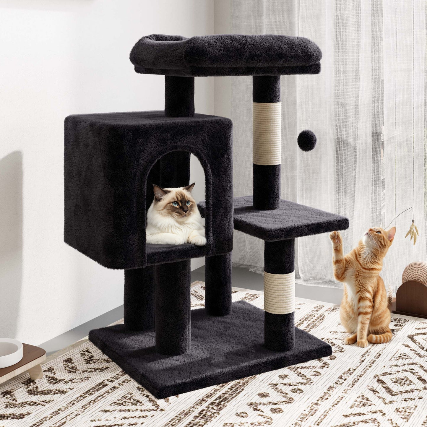 Amolife 29.1" Cat Tree Tower Condo with Large Perch Cat Scratching Posts for Indoor Cats