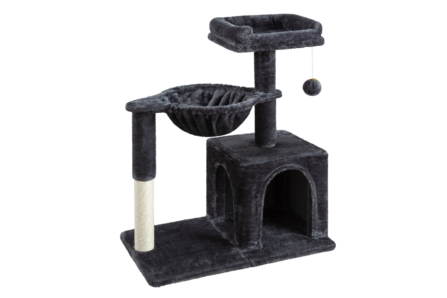 Amolife 29.5" Cat Tree Tower with Plush Condo Hammock, Large Perch Sisal Scratching Posts, Cat Furniture for Indoor Cats and Kittens